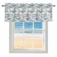thumbnail image 1 of Whales Window Valance for Kitchen, Watercolor Gradient Grey Green Whale Seaweed Beige Rod Pocket Short Curtain for Small Windows, Light Filtering Decorative Valance, 60 x 14 Inch, 1 of 9