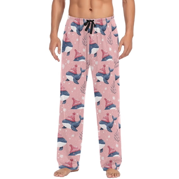 Whales and Snow Men's Pajama Pants with Pocket Lounge Pants Pajama Sleep Pant Pj Comfortable