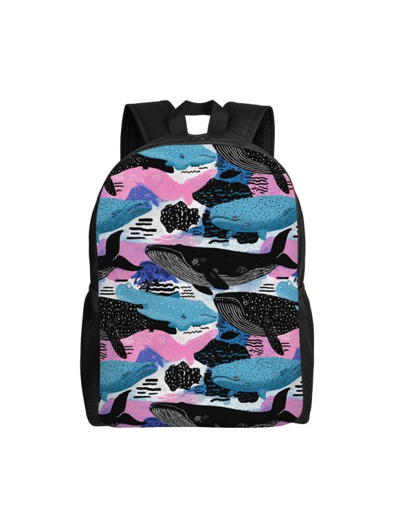 Whales in ocean Backpack with 15 Inch Laptop Compartment,Water-Resistant Daypack, Large Capacity Backpack with Adjustable Breathable Shoulder Straps for Daily Use Travel Gym