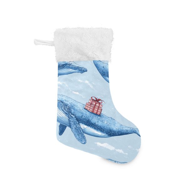 Whales with Christmas Gifts Christmas Stockings Large Capacity 18 inch Gift Bag with Hook Xmas Holiday Decor 1 Pack