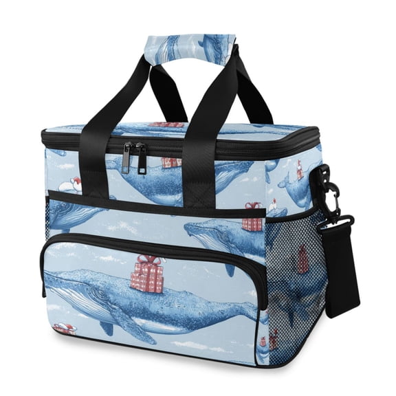 Whales with Christmas Gifts Portable Cooler Lunch Box Reusable Insulated Lunch Bag Leakproof 15L