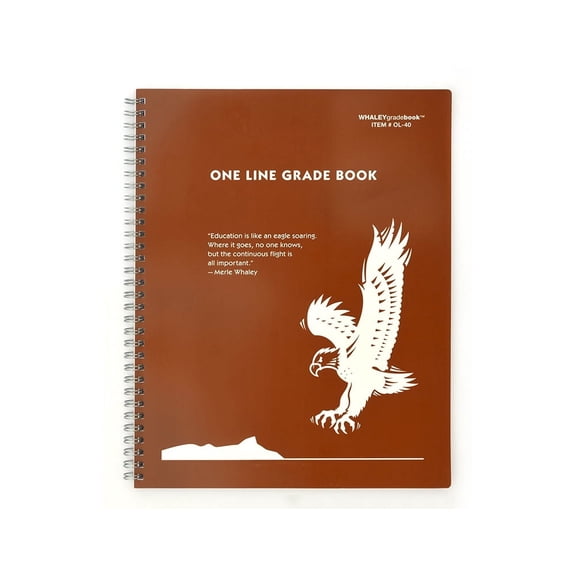 Whaley Gradebook (8.5 x 11 inches) 1-Line Grade And Attendance Record Book, Four 10-Week Quarters (OL-40)