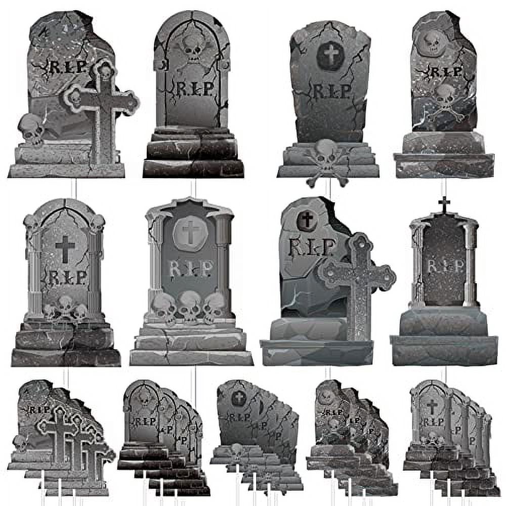 Spider Tombstone Cupcake Decorations 18pcs Set Red Spider Set - 18