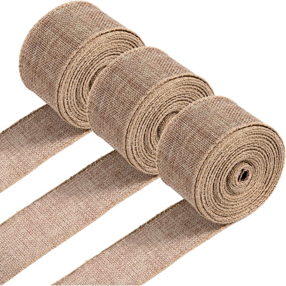 Whaline 3 Rolls Christmas Wired Edge Ribbons, 30 Yards x 1 Inches Black Red Plaid Ribbon, Black White Buffalo Plaid Ribbon and Burlap Craft Ribbon for DIY Gift Wrapping, Fall Crafts Decoration