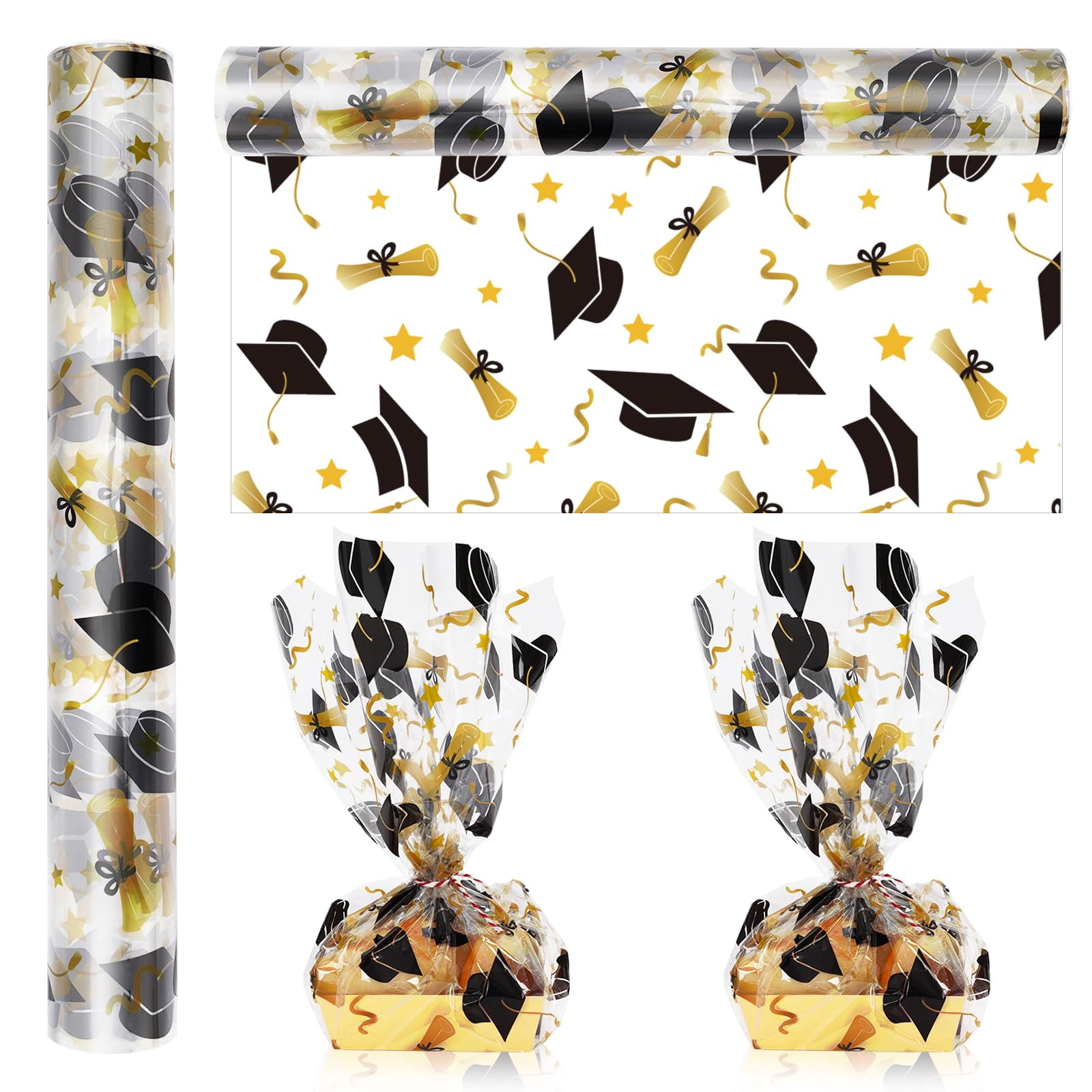 Graduation Cellophane Goodie Bags Happy Grads Clear Plastic