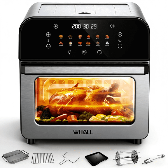 WHALL 12QT Touchscreen Air Fryer Toaster Oven, 12 Pre-set Menus, Clear Window, Less Oil