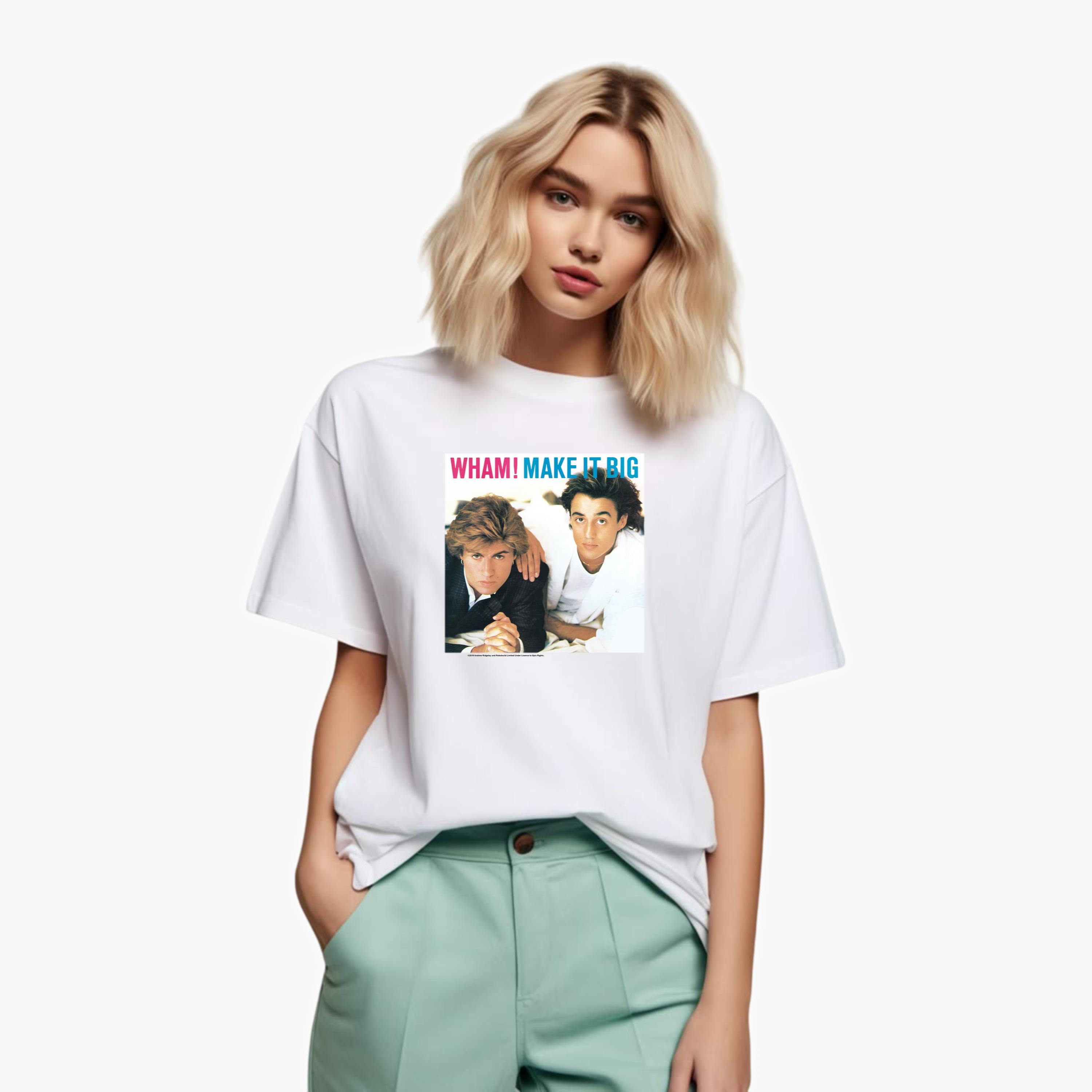 Wham Make It Big White Adult Pop T-Shirt 80s Music Duo, for men