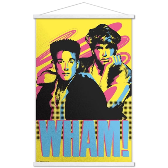 Wham! - Neon Wall Poster with Wooden Magnetic Frame, 22.375" x 34"