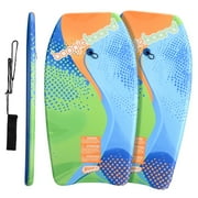 Wham-O 2 Pack 33 Inch Boogie Board, Body Board Lightweight with Wrist Leash Fiberclad Cover Phuzion Core - Curve