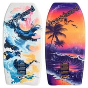 Wham-O 2 Pack 37 Inch Boogie Board, Body Board with Wrist Leash Fiberclad Cover Phuzion Core Crescent Tail for Ocean Kids 8+ Teens Adults - Beach/Wave