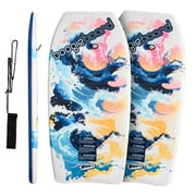 Wham-O 2 Pack 37 Inch Boogie Board, Body Board with Wrist Leash Fiberclad Cover Phuzion Core Crescent Tail for Ocean Kids 8+ Teens Adults - Wave