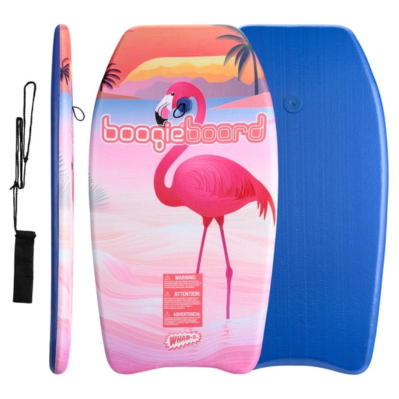 Wham-O 33 Inch Boogie Board Lightweight Surfing Board with Wrist Leash for Beach Pool Ocean Ages 8+