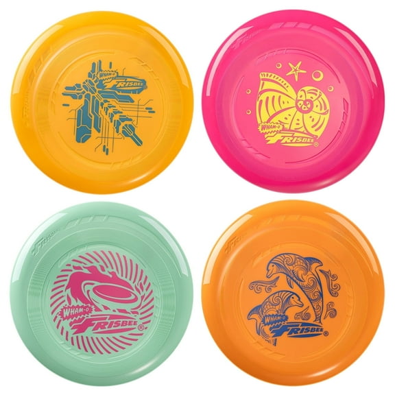 Wham-O Frisbee Go 4 Pack Flying Disc, 9 Inch Lightweight Colorful Toy Set for Beginners Kids Boys Girls Ages 5+ Outdoor Beach Park Backyard Game - 70g