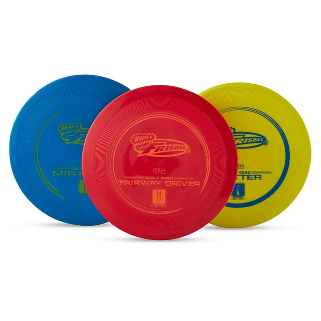 WhamO Frisbee Yard Golf Disc 3 Pack with Driver, MidRange, and Putter