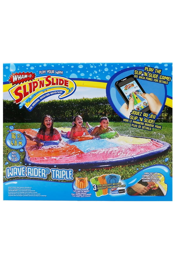 HI Wham-O Slip'N Slide Wave Rider 16' Triple Sliding Lane Water Racer w/Boogie Boards