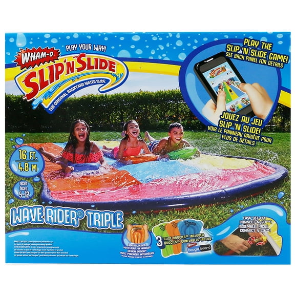 HI Wham-O Slip'N Slide Wave Rider 16' Triple Sliding Lane Water Racer w/Boogie Boards