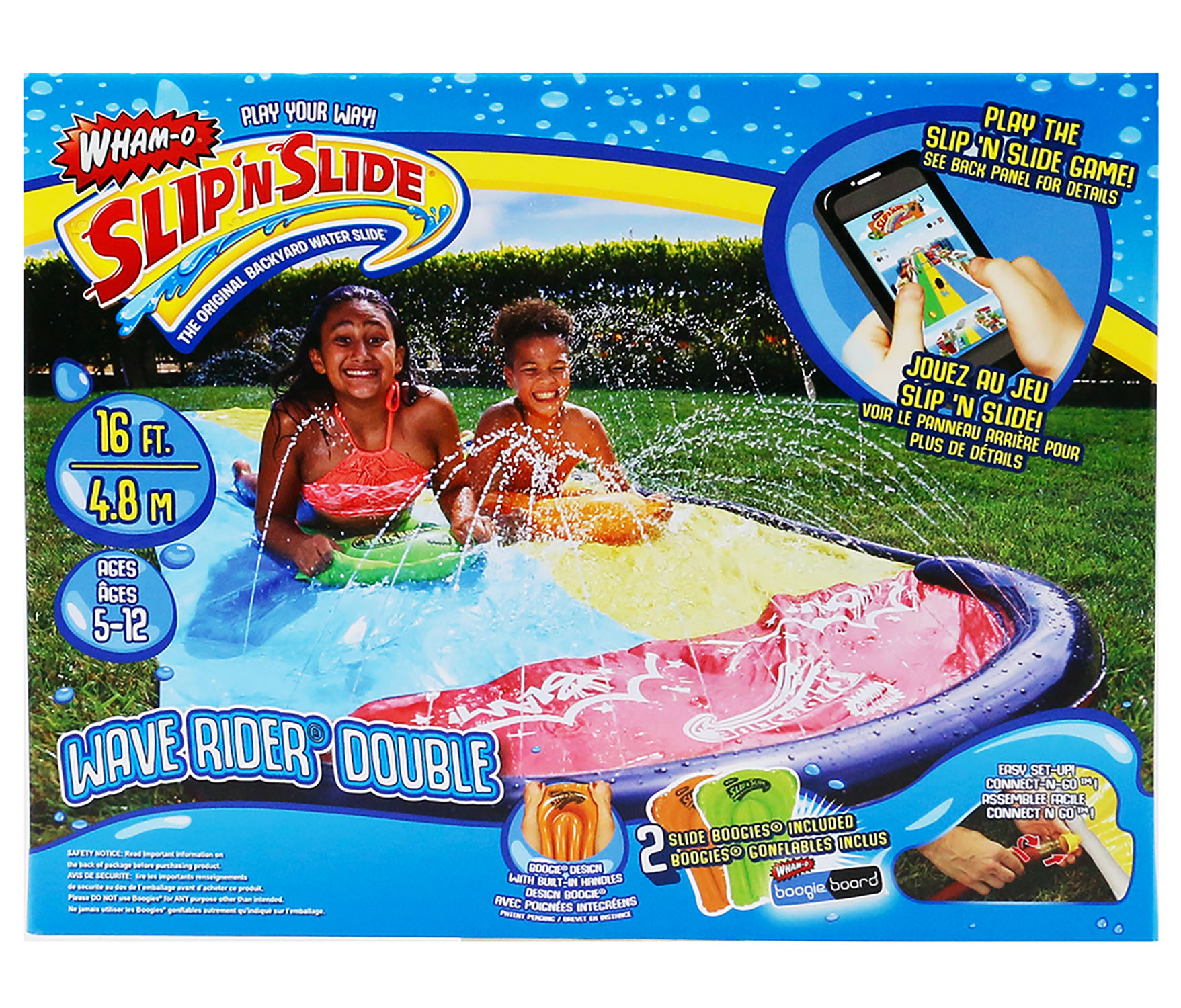 Wham-O Slip N' Slide 16 Feet Double Sliding Lane Water Racer w/Boogie Board - image 1 of 6
