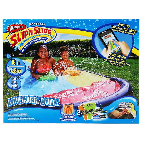 HI Wham-O Slip'N Slide Wave Rider 16' Double Sliding Lane Water Racer w/Boogie Boards