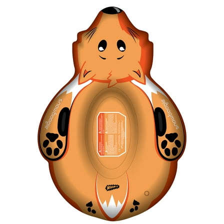Wham-O Snowboogie Winter Snow Tube, 44" Single Rider Inflatable Animal Sled, Outdoor Snow Toys with Two Handles for Adult Kids - Fox