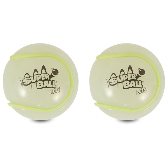Wham-O Superball Pets Bounce 'N Glow Glow-in-the-Dark Dog Balls, 2-Pack High-Bounce Rubber Fetch Balls, Durable Dog Toy, 2.5-Inch