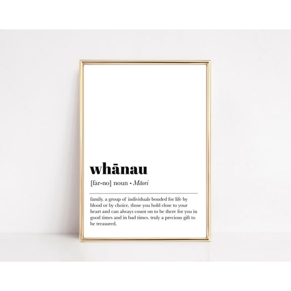 Whanau Definition Minimalist Family Wall Art Inspired Decor, Unframed Canvas Size 12x18