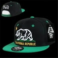thumbnail image 1 of Whang California Republic Snapback Hat Cap - Black White Green Visor, 1 of 2