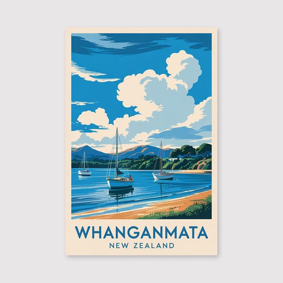 Whanganmata Travel Print Canvas Wall Art, Whanganmatad Wall Hanging Home decor Whanganmata Canvas Art, New Zealand Art Canvas Whanganmata-1WN4214