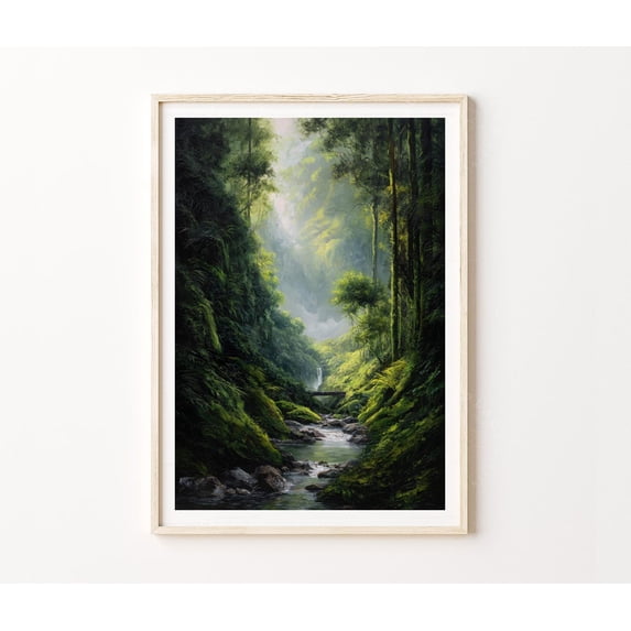 Whanganui National Park New Zealand Forest River Nature Art, Unframed Paper Poster 11x14in