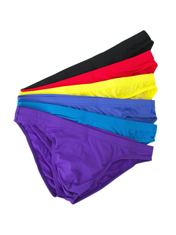 Men's Ice Silk Bikini Underwear Dopamine Color Lightweight Low Rise Briefs 6-Pack L