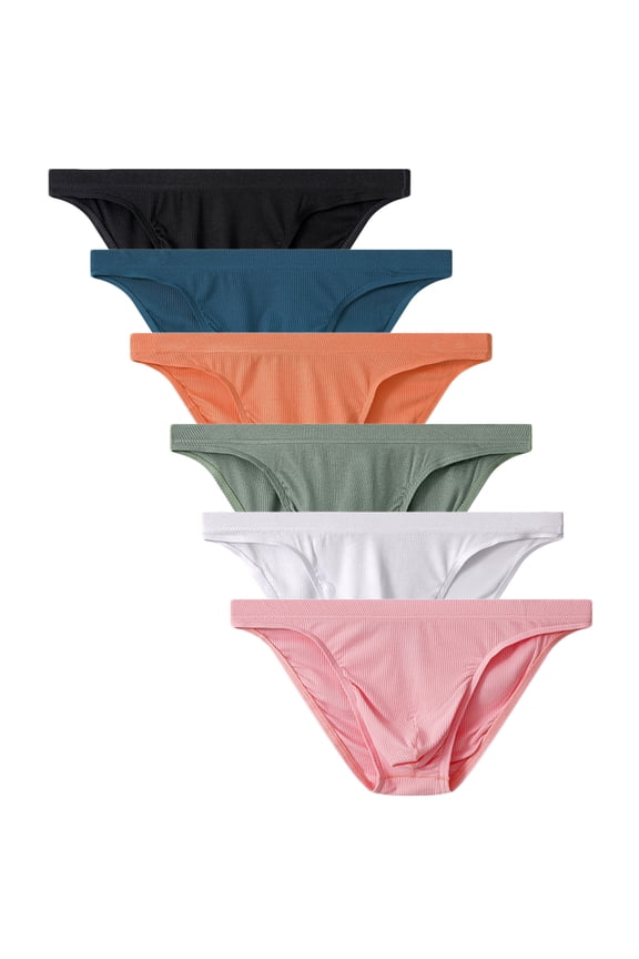 Men's Low Rise Bikini Underwear Seamless 3D-Pouch Bulge Briefs 6-Pack M