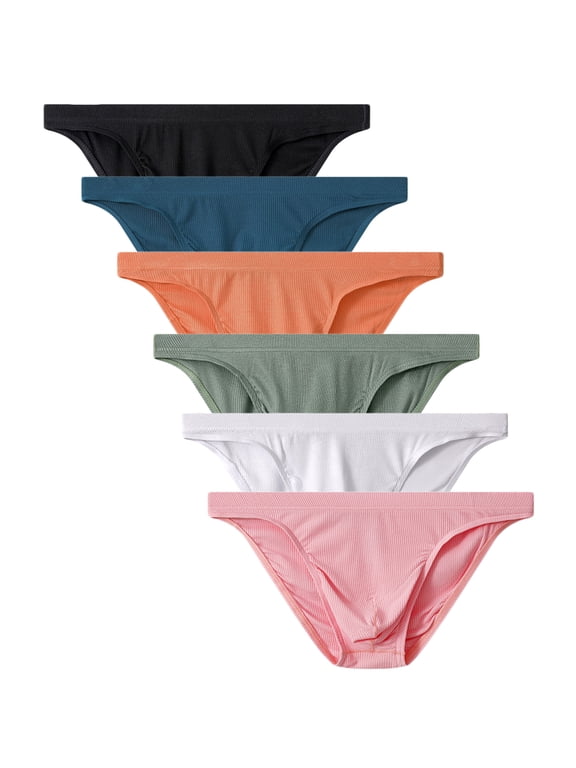 Men's Low Rise Bikini Underwear Seamless 3D-Pouch Bulge Briefs 6-Pack XL