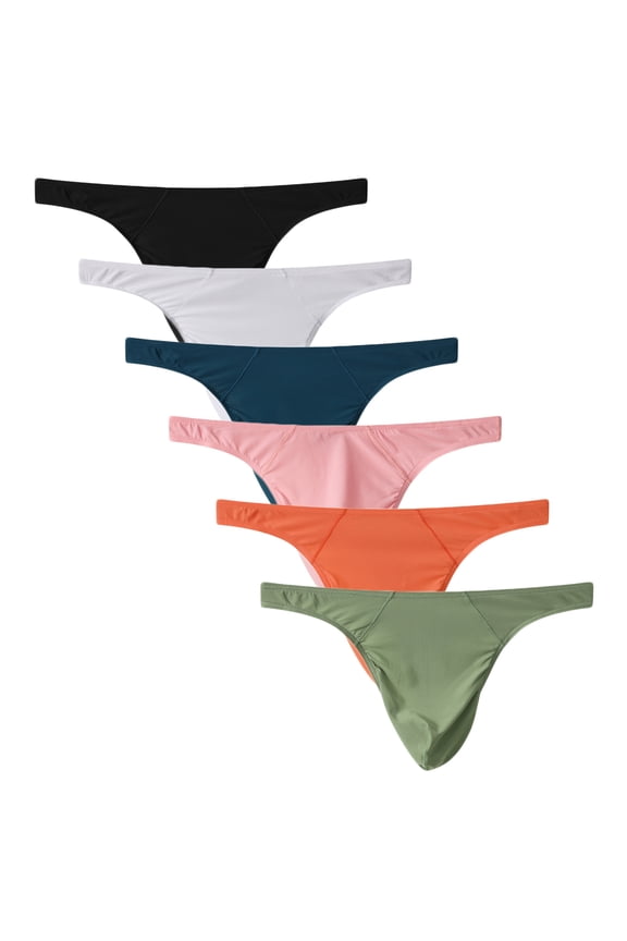 Men's Thongs G-strings Underwear Silk Mesh Breathable Seamless Bikini Briefs 6-Pack S