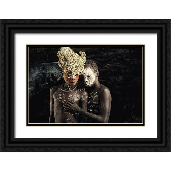 Whanset, Chanwit 14x11 Black Ornate Wood Framed with Double Matting Museum Art Print Titled - Suri Tribe With Traditional