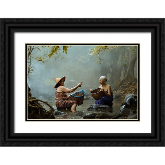 Whanset, Saravut 18x13 Black Ornate Wood Framed with Double Matting Museum Art Print Titled - G O O D F R I E N D
