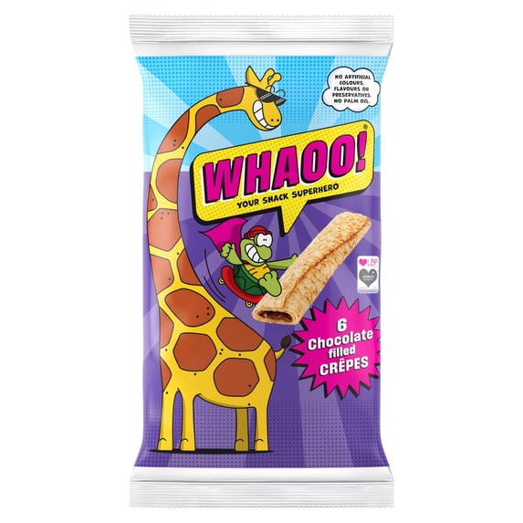Whaoo! Chocolate Filled Crepes 6 Pack 192g, Imported from Britain