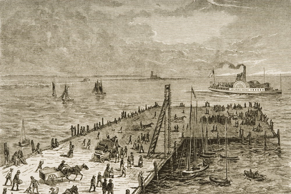 The Wharf At Nantucket Island Massachusetts In 1870S From American Pictures Drawn With Pen And Pencil By Rev Samuel Manning Circa 1880 Canvas Art - Ken Welsh Design Pics (17 x 11)