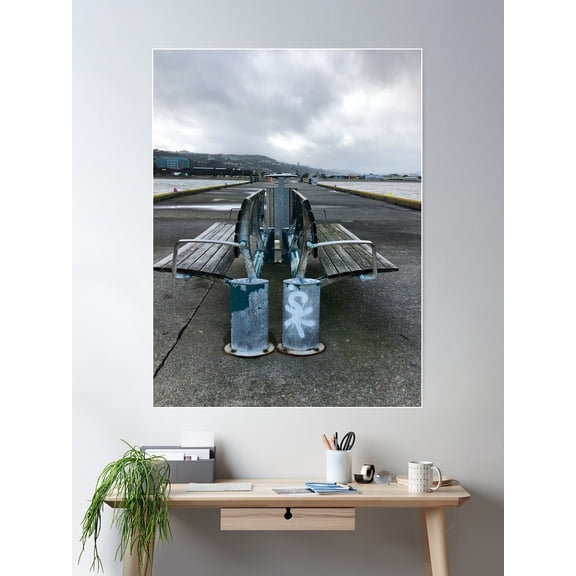 Wharf Park Bench Seats Poster Wall Art, Modern Wall Decor For Living Room Bedroom, 8x12 UNFRAMED