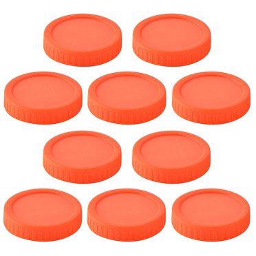 10 Pack Plastic Sealing Lids For Wide Mouth Mason Jars - 86mm Ribbed Storage Caps