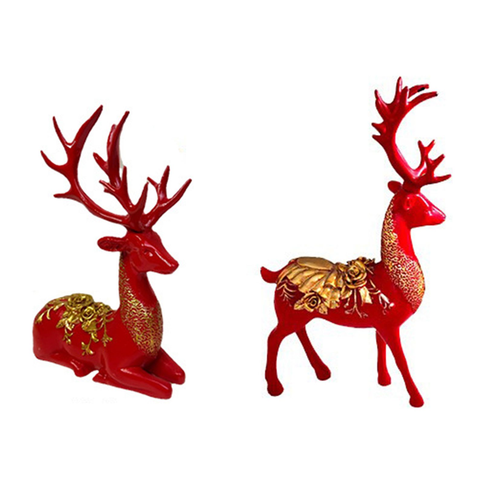 Wharick 2pcs Reindeer Sculpture Elk Statues Home Office Decorative
