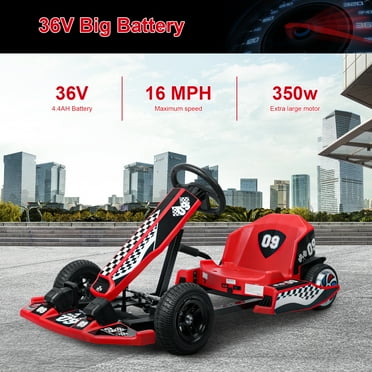 Wharick 36V Go Kart for Kids 8-12 Years, 350W Powerful Motors, 16 MPH Drift Kart, Max Load 187lbs Outdoor Ride On Toy for Teens