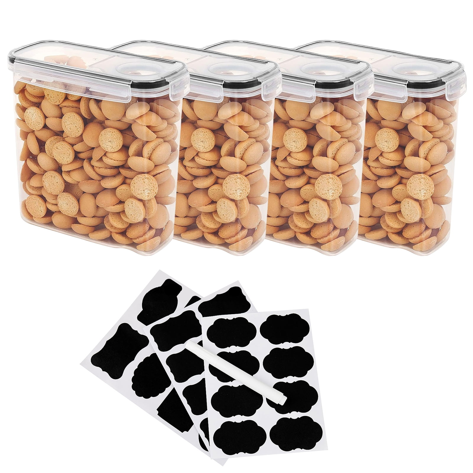 Wharick 4 Pcs Cereal Dispensers Storage Boxes, Transparent Airtight