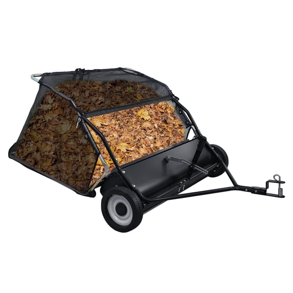 Wharick 44 Inch Lawn Sweeper Tow Behind, 25 cu.ft. Large Pull Behind Grass Sweeper, Heavy Duty Leaf & Grass Collector Adjustable Sweeping Height for Garden Yard Sweeper
