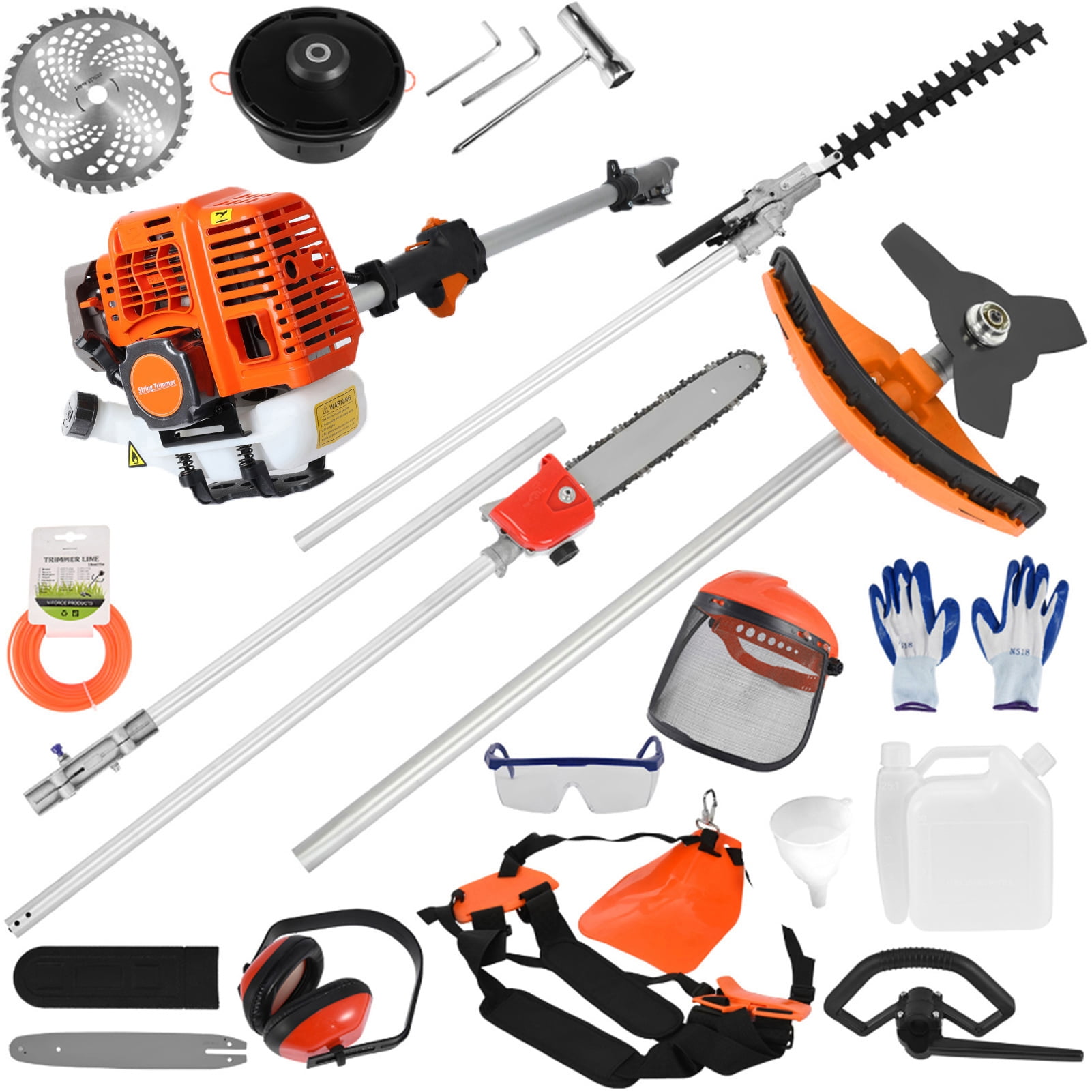 Wharick 52CC 2-Cycle Gas String Trimmer, Cordless, Hedge Trimmer, Edger, Brush Cutter