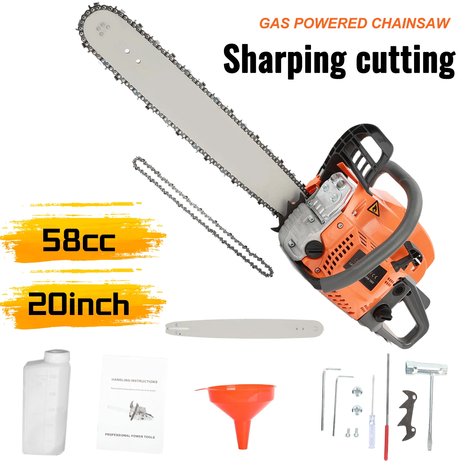 Wharick 58CC Gas Powered Chain Saw, 2 Stroke 20-Inch Gasoline-Chainsaw for Tree Wood Cutting Outdoor Garden Trimming
