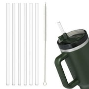 Wharick 6 -Pack Reusable Hard Plastic Clear Straws, with Cleaning Brush - for 20/30/40 oz Tumbler Straws