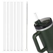 KuKeDi 6-Pack Replacement Straws Compatible with Stanley 40 oz 30 oz Tumblers, Reusable Hard Plastic Clear Straws with Cleaning Brush