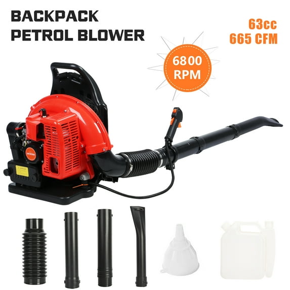 Wharick 63CC Gas Leaf Blower 665CFM 2-Stroke Powered Backpack Leaf Blower Snow Blower for Lawn Care Yard Dust Debris