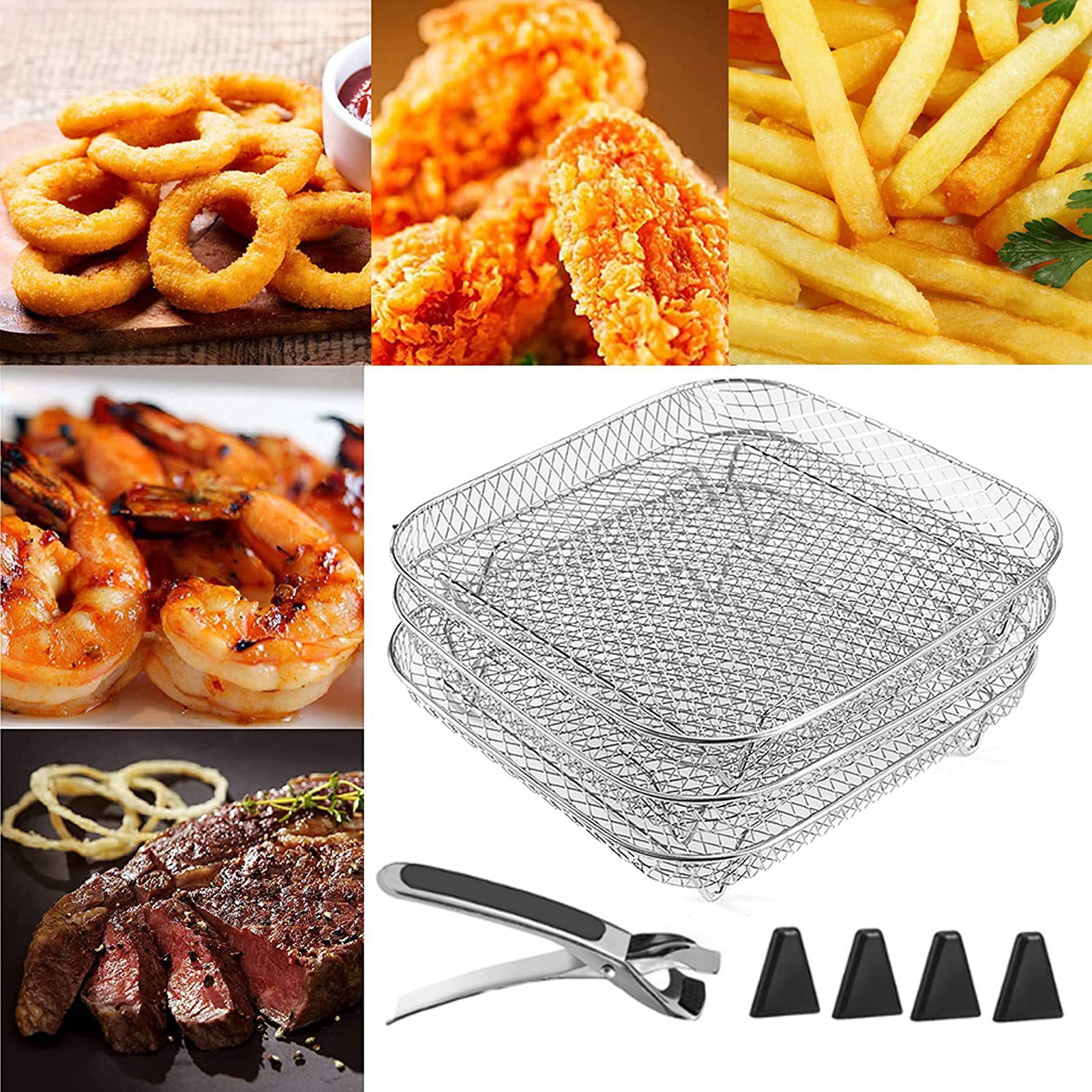 Wharick Air Fryer Rack 3 Layer Air Fryer Grill Rack Dehydrator Rack ...