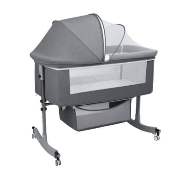 Wharick Baby Bassinet Bedside Crib Rocking Bassinets Bedside for Newborn Infant Height Adjustable Movable Beside Bassinet with Mosquito Net