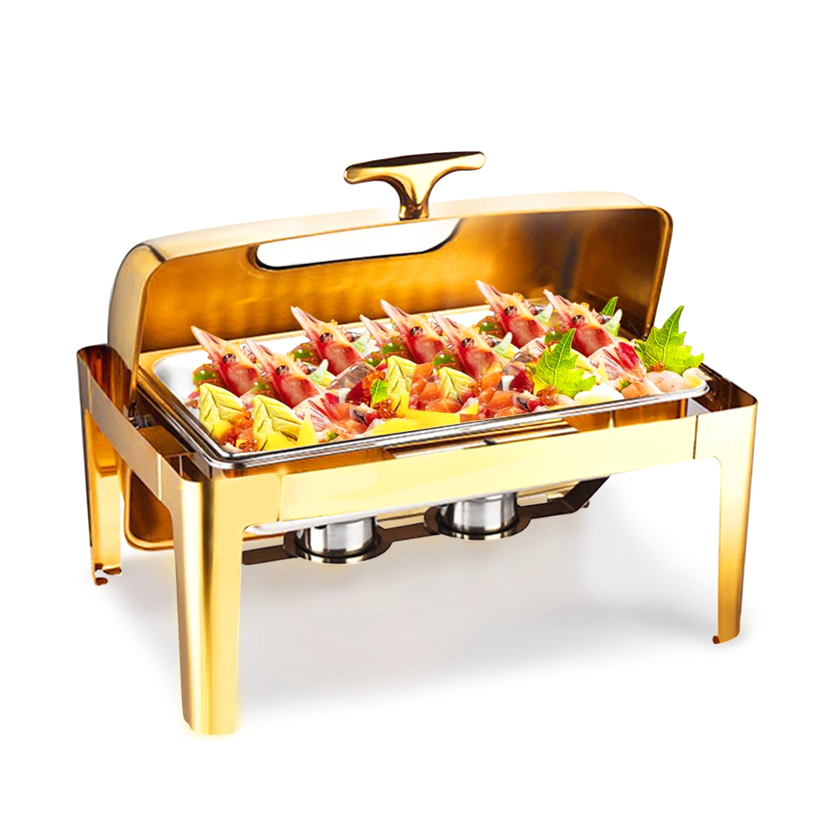 Stainless Steel Chafing Dishes Set – 4 Pack, 9QT Each, Gold & Silver For Buffet Catering
